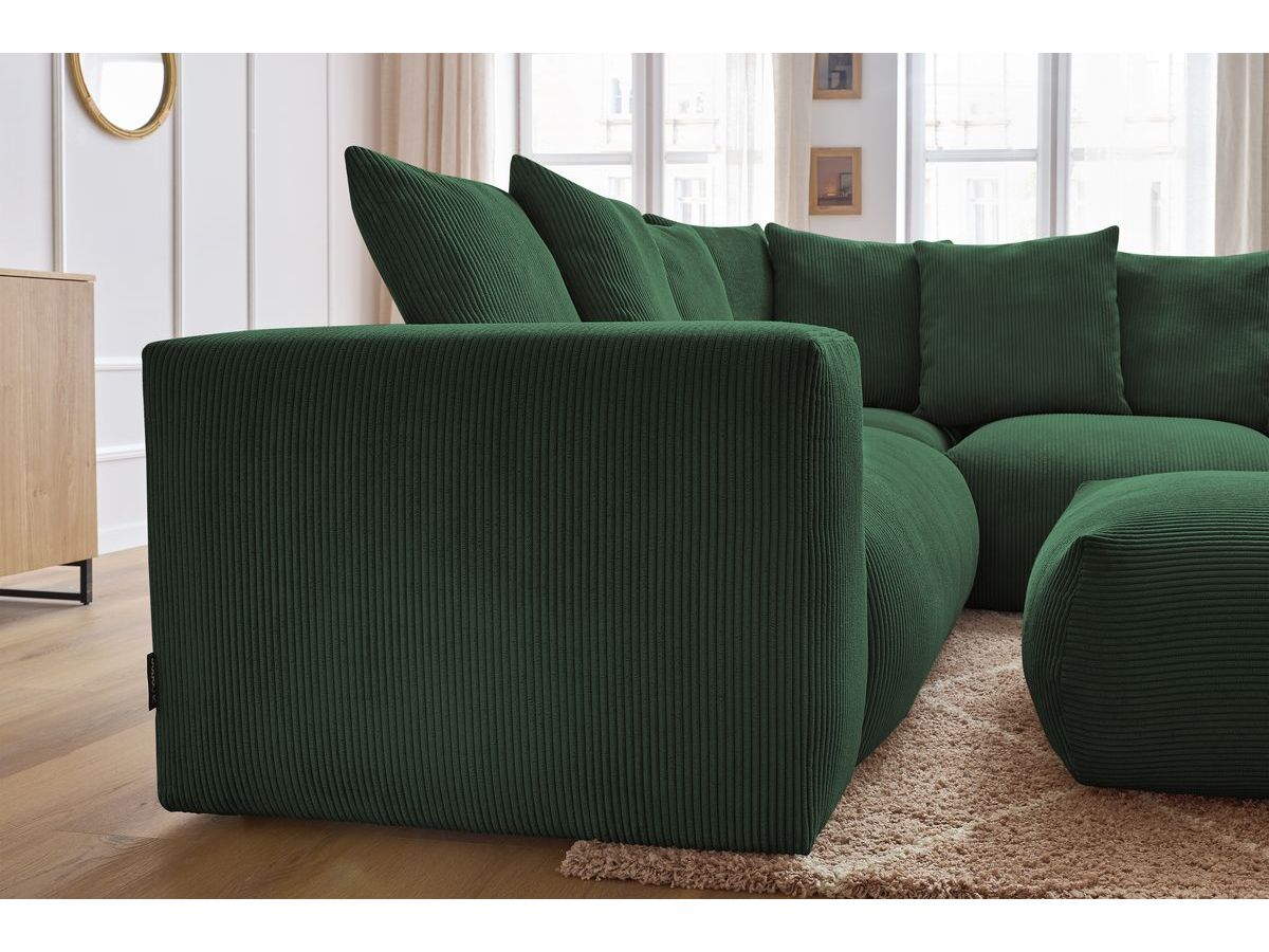 Canapé d'angle fixe modulable VOLTAIRE avec 1 chauffeuse 2 places, 1 angle, 1 chauffeuse 1 place et 1 pouf