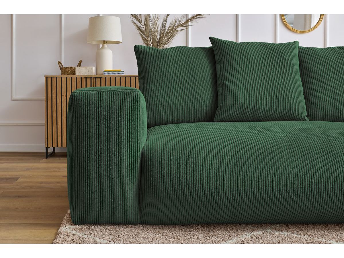 Canapé d'angle fixe modulable VOLTAIRE avec 1 chauffeuse 2 places, 1 angle, 1 chauffeuse 1 place et 1 pouf