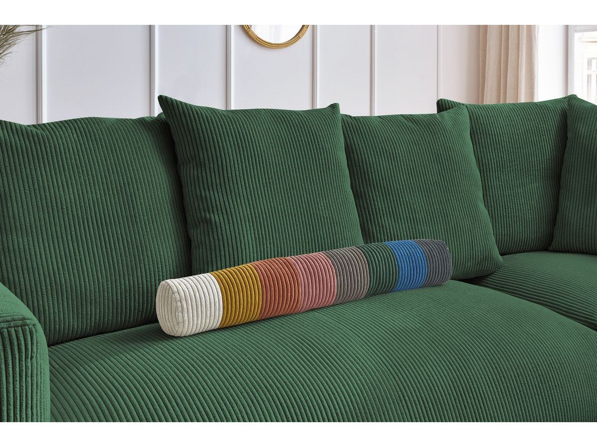 Canapé d'angle fixe modulable VOLTAIRE avec 1 chauffeuse 2 places, 1 angle, 1 chauffeuse 1 place et 1 pouf