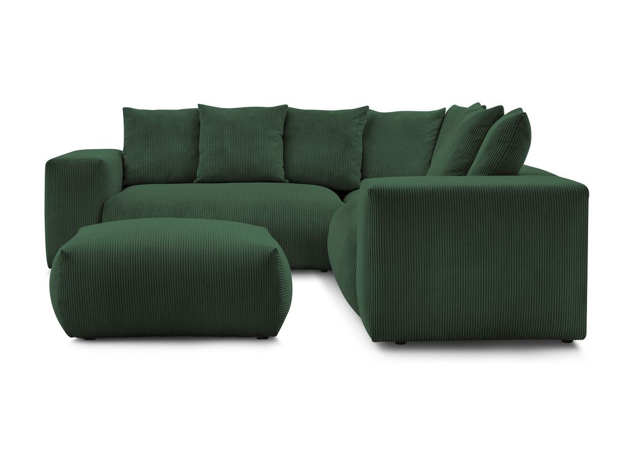 Canapé d'angle fixe modulable VOLTAIRE avec 1 chauffeuse 2 places, 1 angle, 1 chauffeuse 1 place et 1 pouf