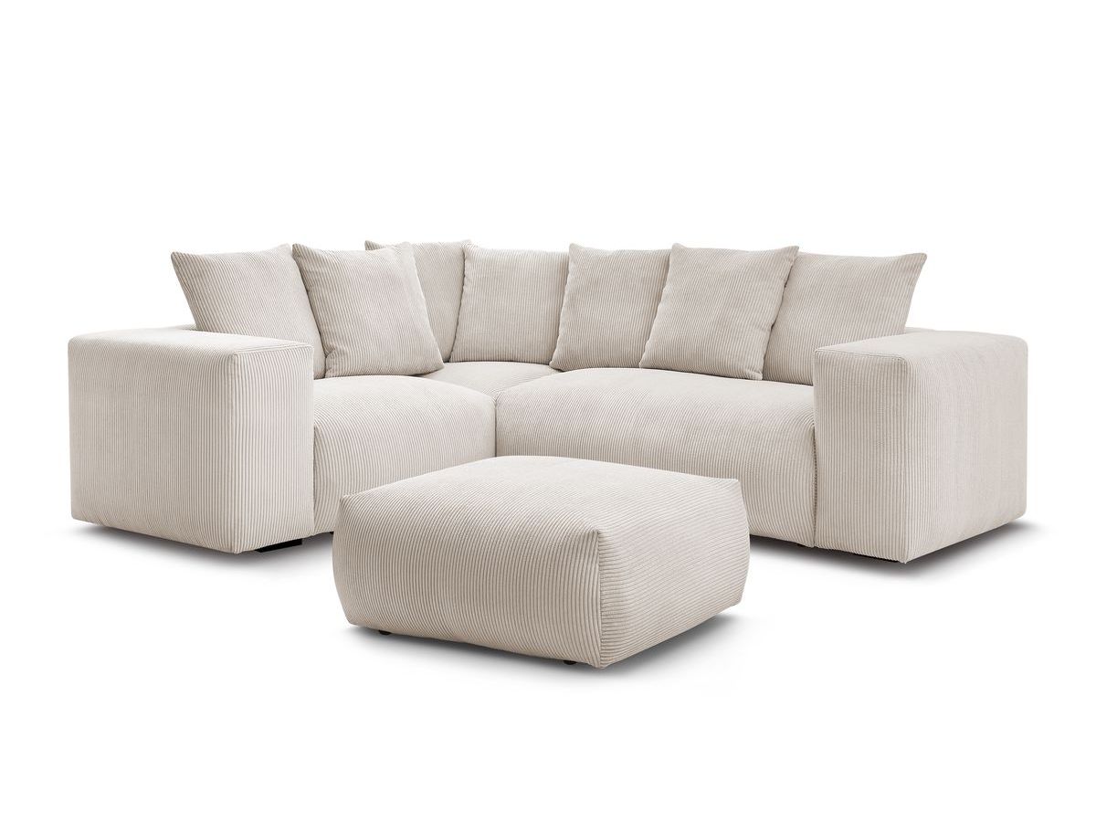 VOLTAIRE modulaire vaste hoekbank met 1 2-zits fauteuil, 1 hoekbank, 1 1-zits fauteuil en 1 poef