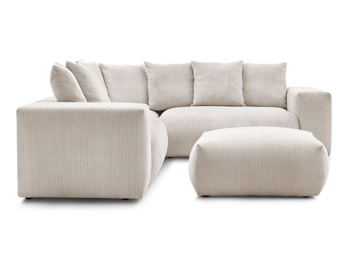 Canapé d'angle fixe modulable VOLTAIRE avec 1 chauffeuse 2 places, 1 angle, 1 chauffeuse 1 place et 1 pouf