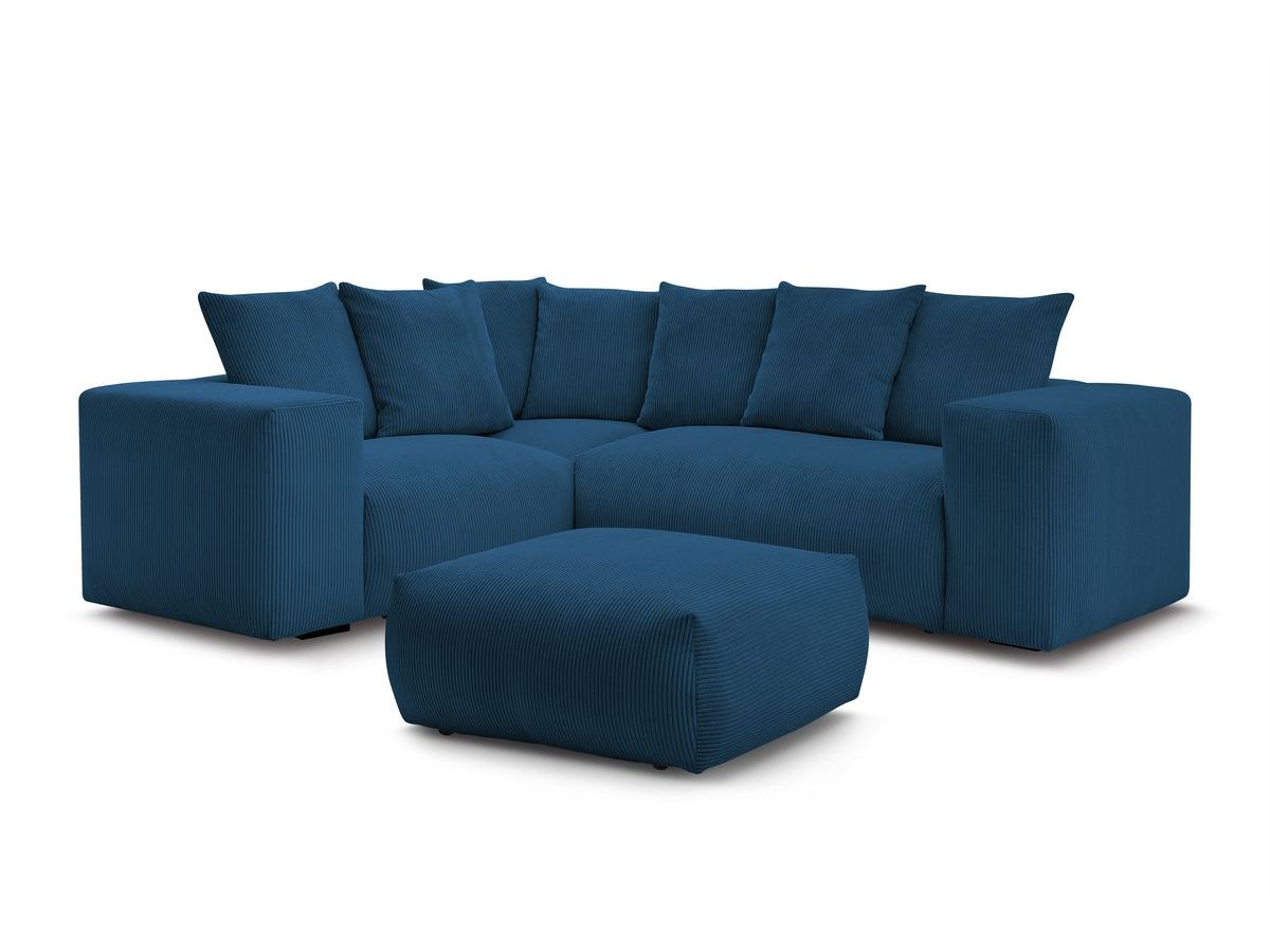 Canapé d'angle fixe modulable VOLTAIRE avec 1 chauffeuse 2 places, 1 angle, 1 chauffeuse 1 place et 1 pouf