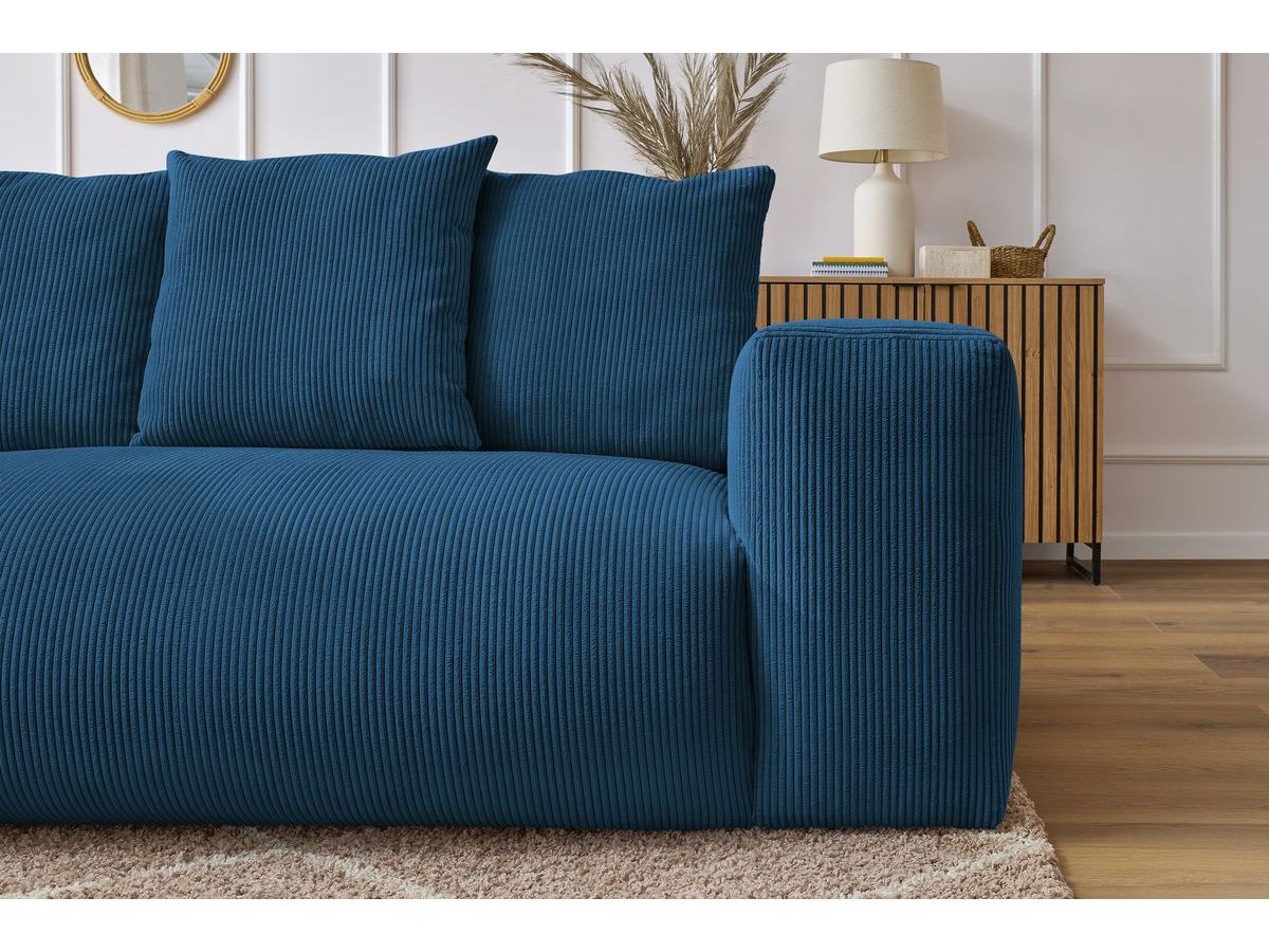 Canapé d'angle fixe modulable VOLTAIRE avec 1 chauffeuse 2 places, 1 angle, 1 chauffeuse 1 place et 1 pouf
