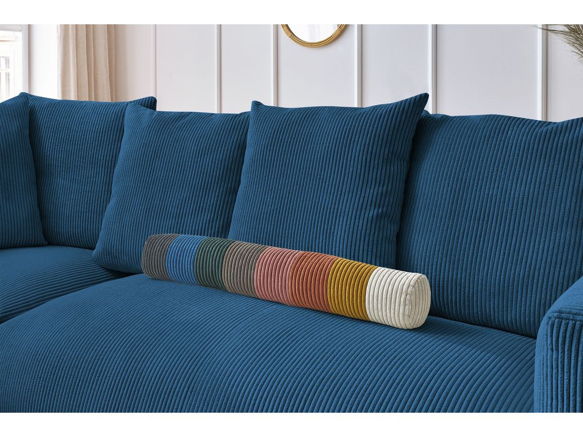 Canapé d'angle fixe modulable VOLTAIRE avec 1 chauffeuse 2 places, 1 angle, 1 chauffeuse 1 place et 1 pouf