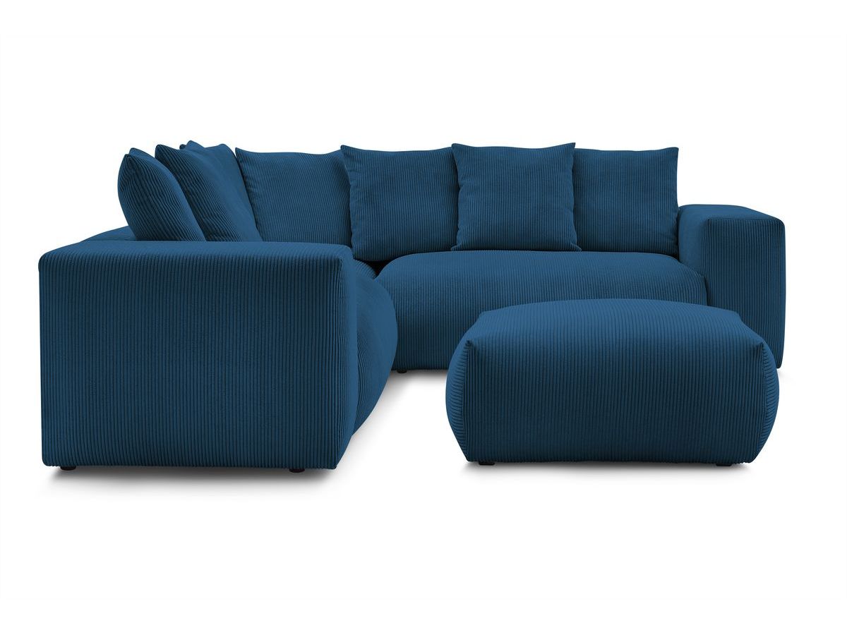 Canapé d'angle fixe modulable VOLTAIRE avec 1 chauffeuse 2 places, 1 angle, 1 chauffeuse 1 place et 1 pouf
