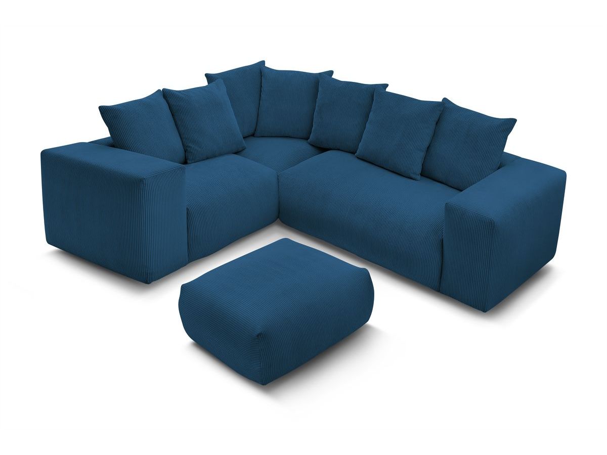 Canapé d'angle fixe modulable VOLTAIRE avec 1 chauffeuse 2 places, 1 angle, 1 chauffeuse 1 place et 1 pouf