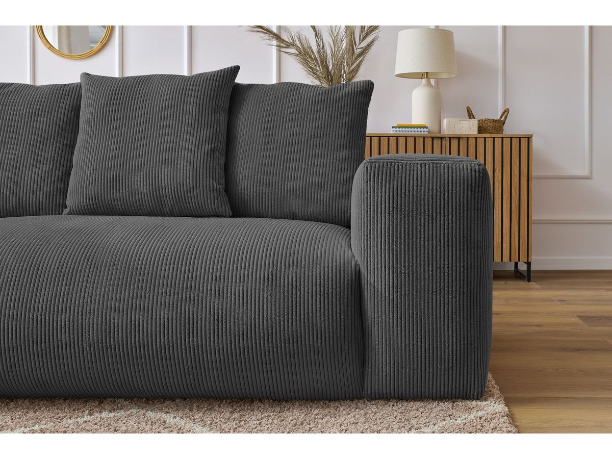 Canapé d'angle fixe modulable VOLTAIRE avec 1 chauffeuse 2 places, 1 angle, 1 chauffeuse 1 place et 1 pouf