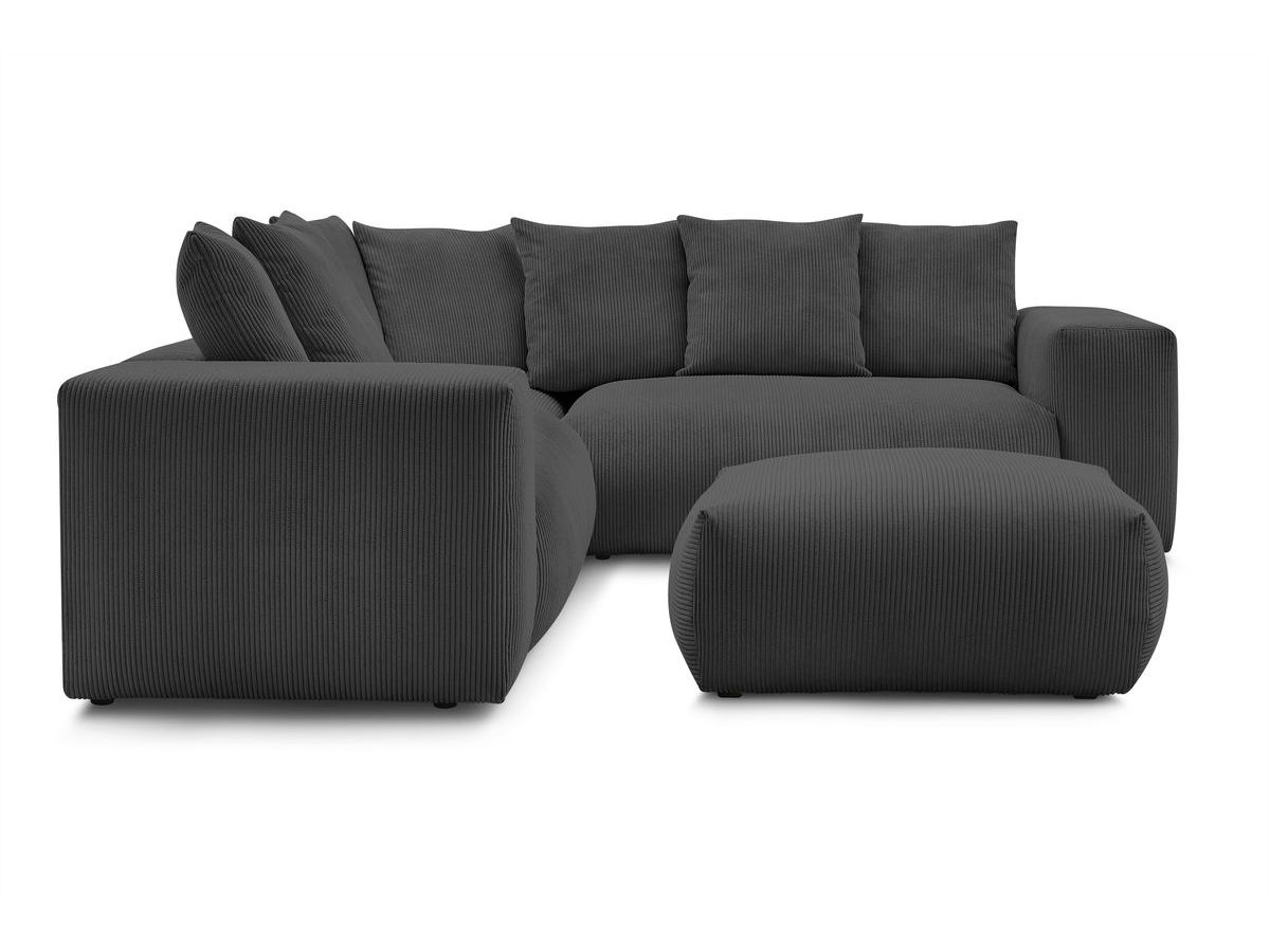 Canapé d'angle fixe modulable VOLTAIRE avec 1 chauffeuse 2 places, 1 angle, 1 chauffeuse 1 place et 1 pouf