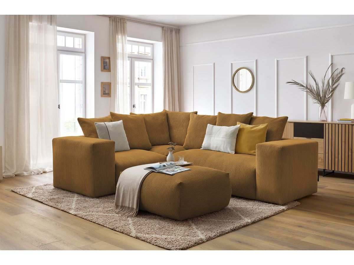 VOLTAIRE modulaire vaste hoekbank met 1 2-zits fauteuil, 1 hoekbank, 1 1-zits fauteuil en 1 poef