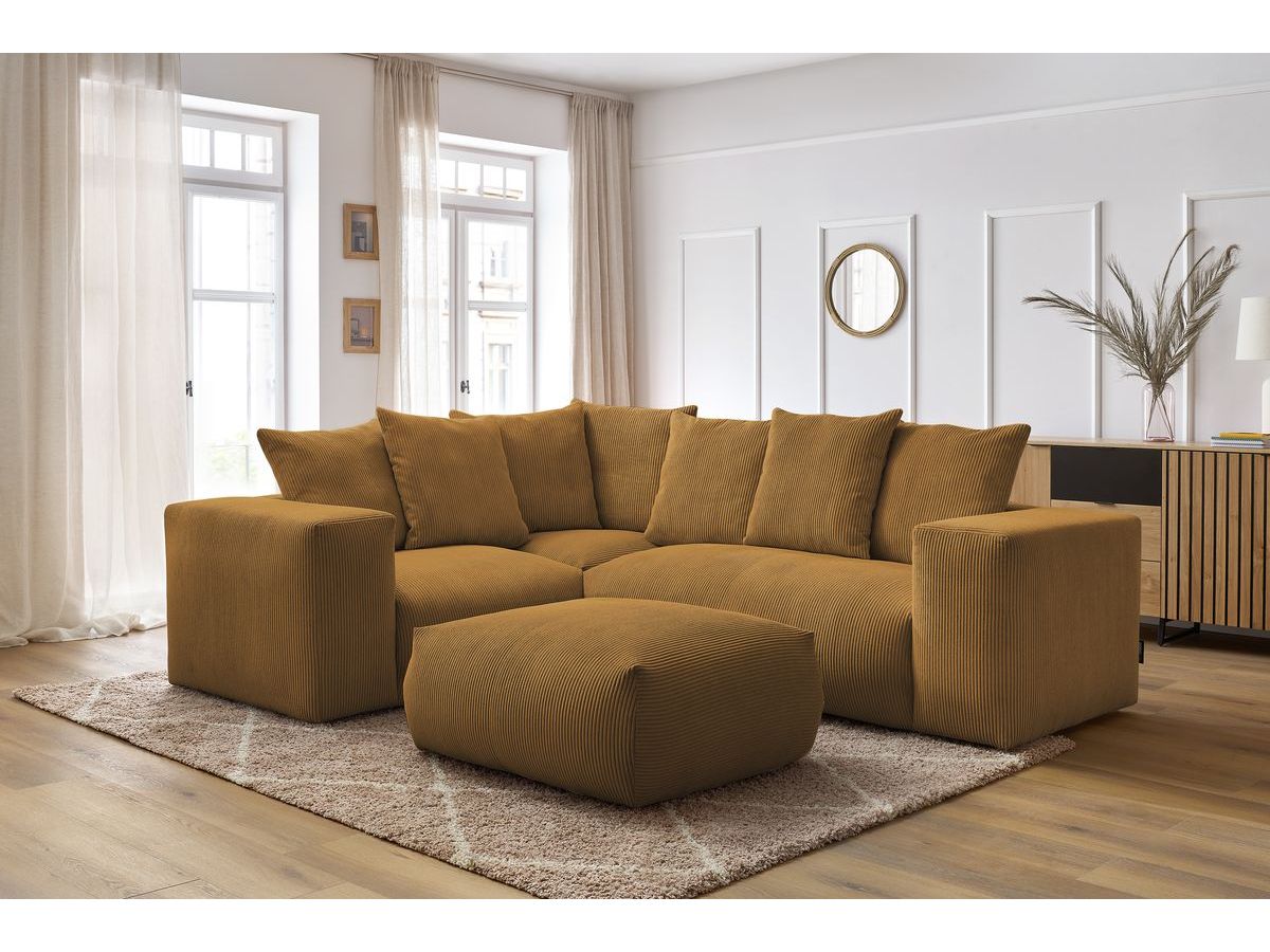 VOLTAIRE modulaire vaste hoekbank met 1 2-zits fauteuil, 1 hoekbank, 1 1-zits fauteuil en 1 poef