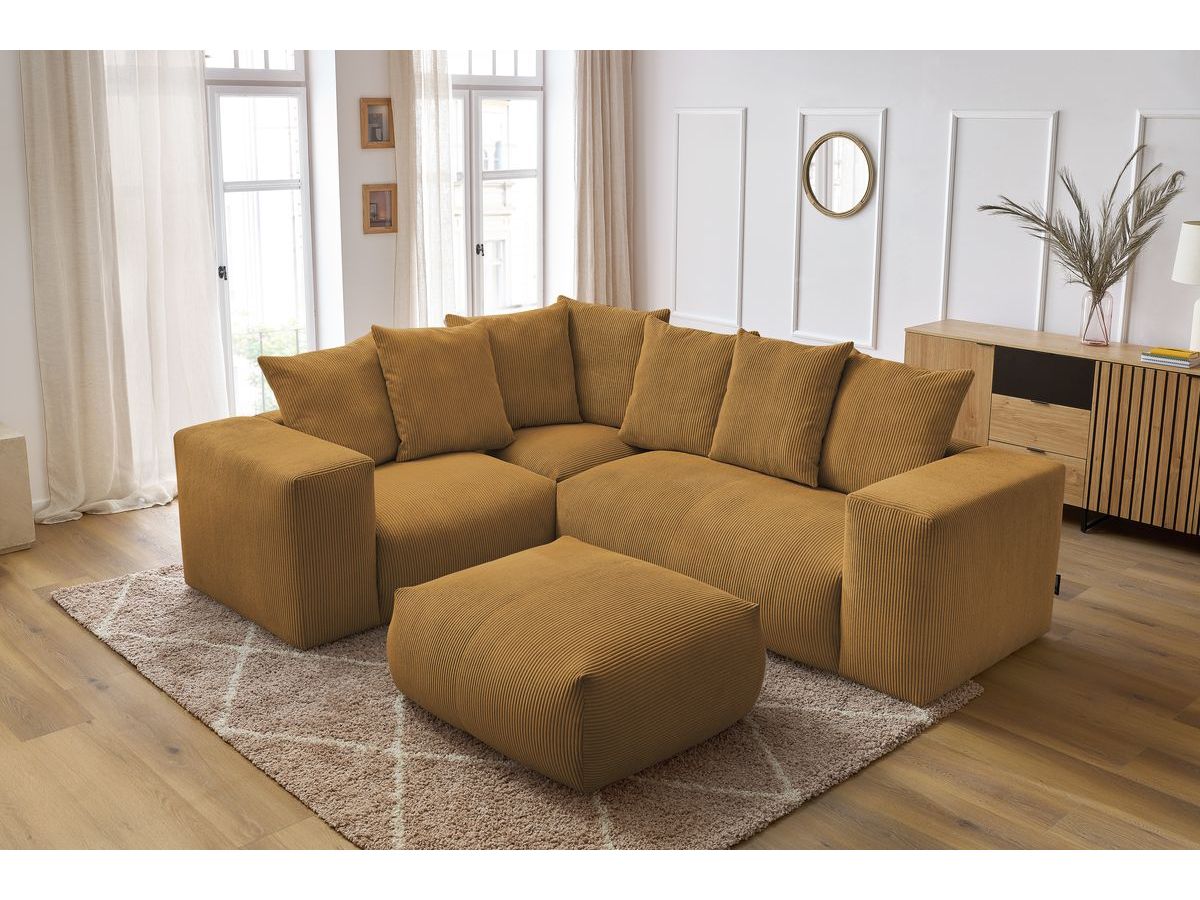 VOLTAIRE modulaire vaste hoekbank met 1 2-zits fauteuil, 1 hoekbank, 1 1-zits fauteuil en 1 poef