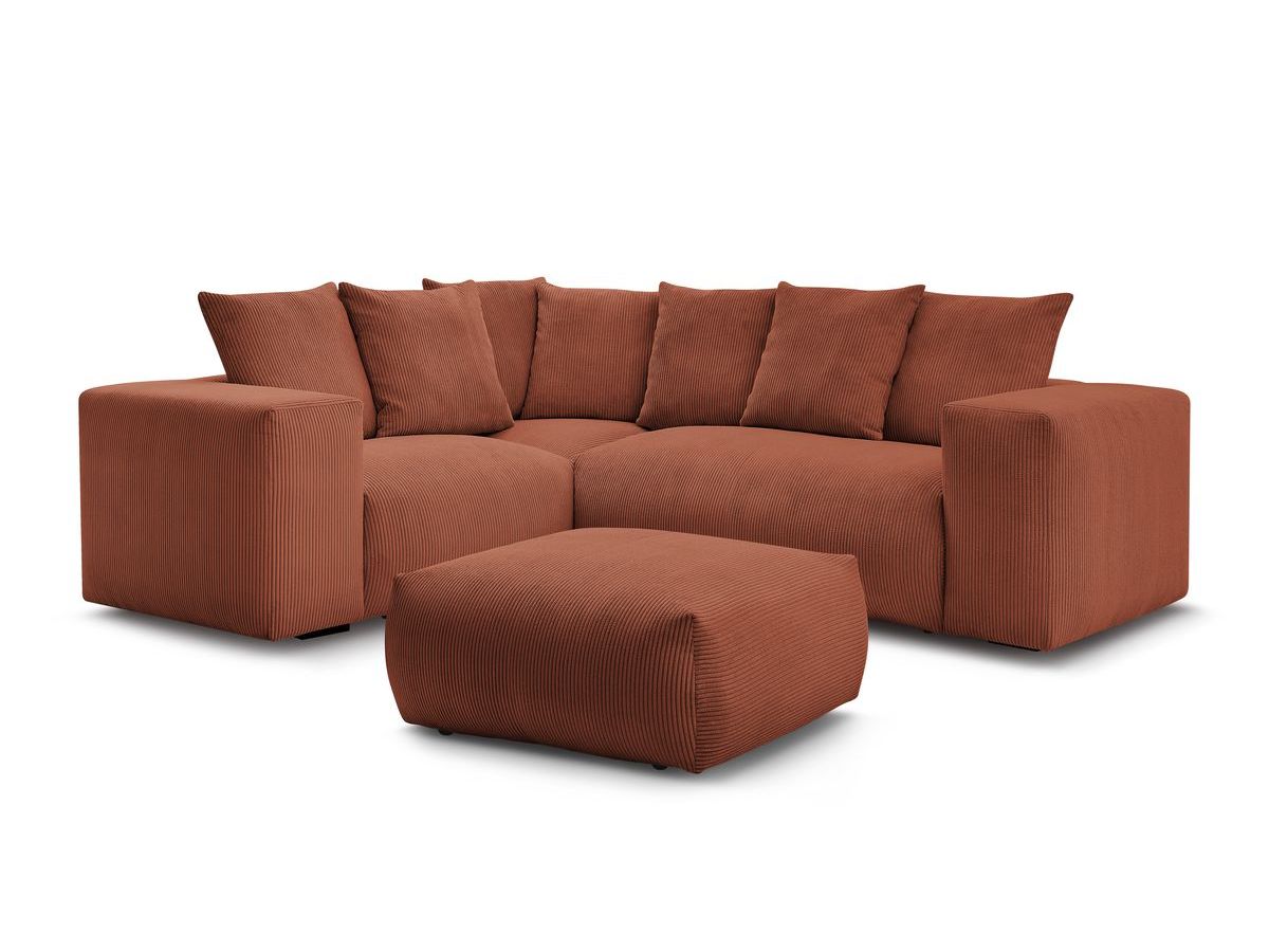 Canapé d'angle fixe modulable VOLTAIRE avec 1 chauffeuse 2 places, 1 angle, 1 chauffeuse 1 place et 1 pouf