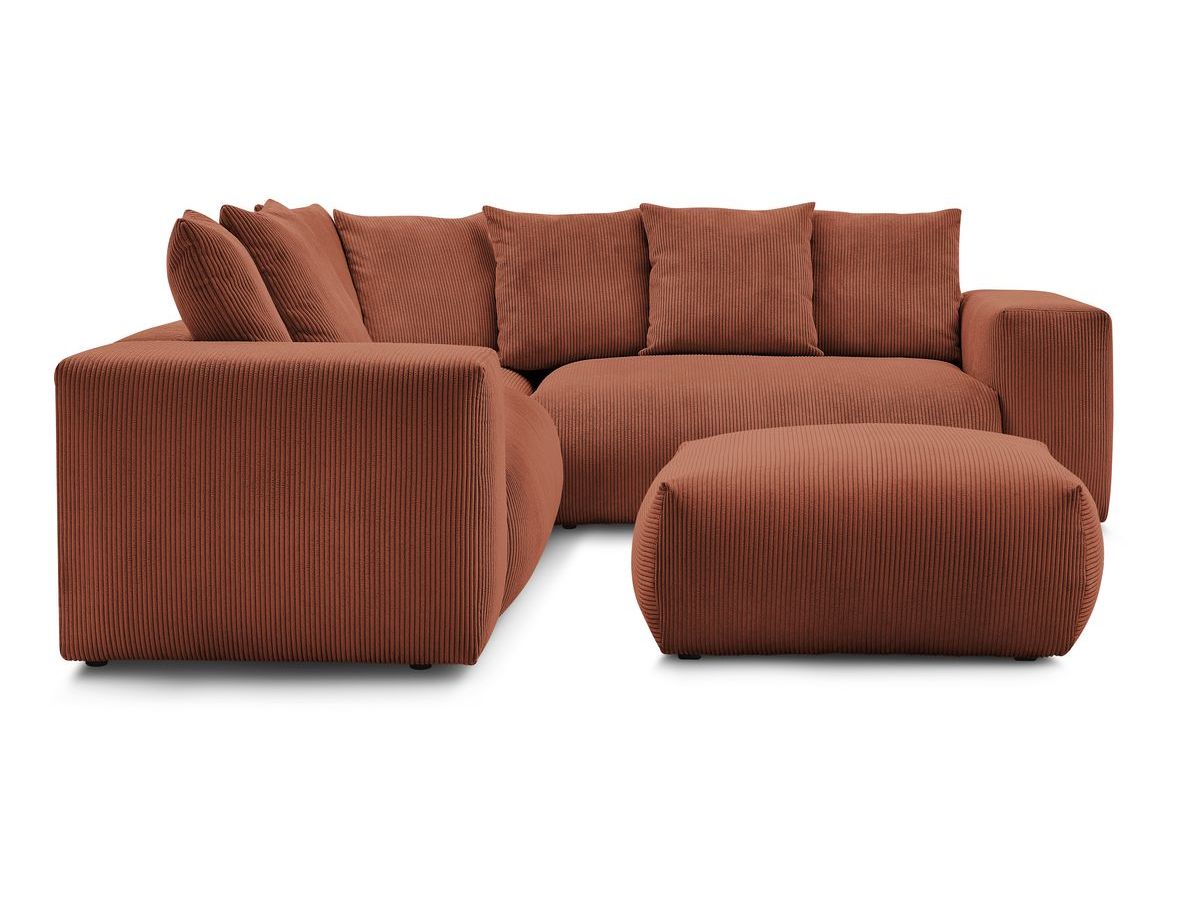Canapé d'angle fixe modulable VOLTAIRE avec 1 chauffeuse 2 places, 1 angle, 1 chauffeuse 1 place et 1 pouf