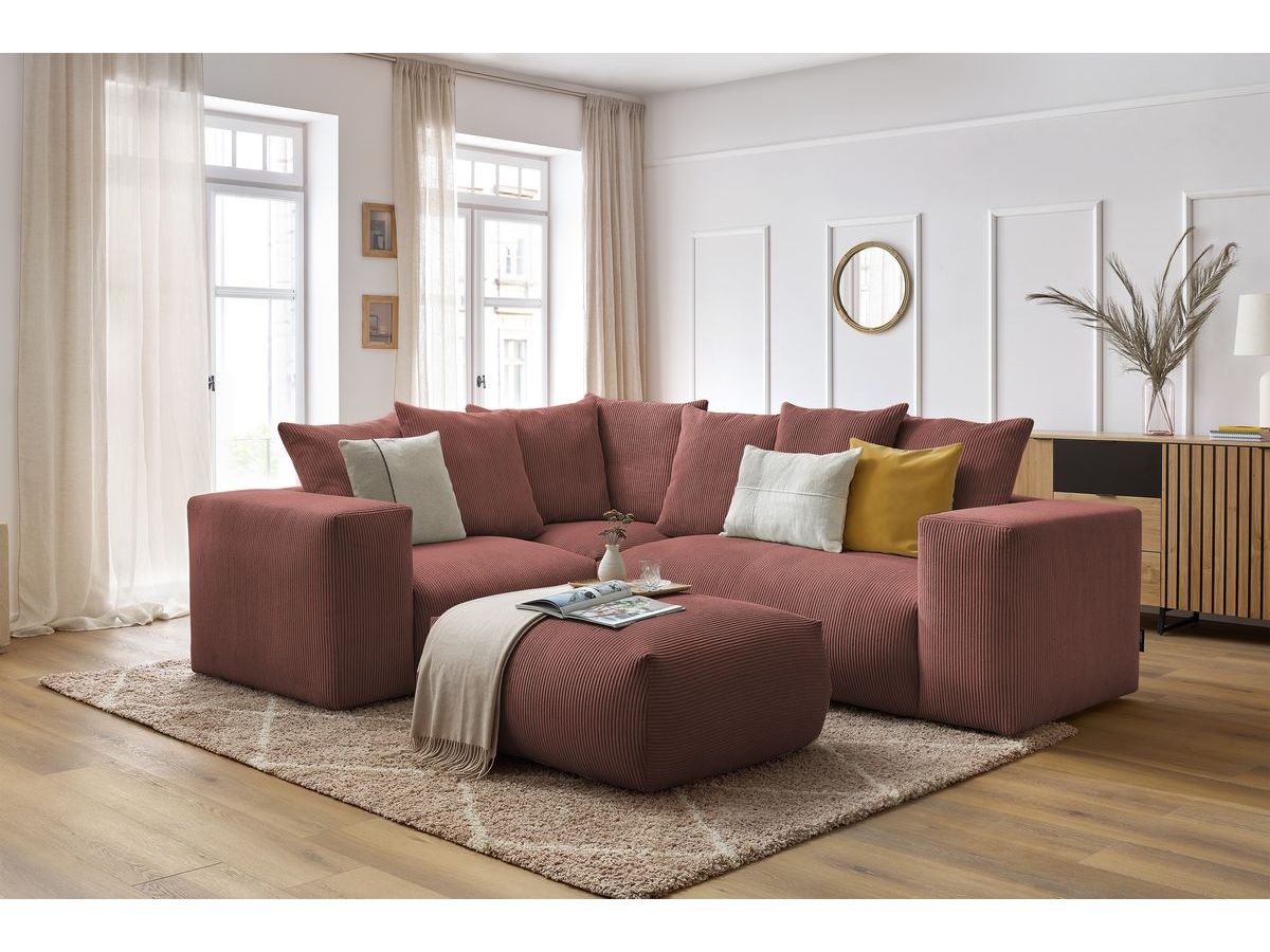 VOLTAIRE modulaire vaste hoekbank met 1 2-zits fauteuil, 1 hoekbank, 1 1-zits fauteuil en 1 poef