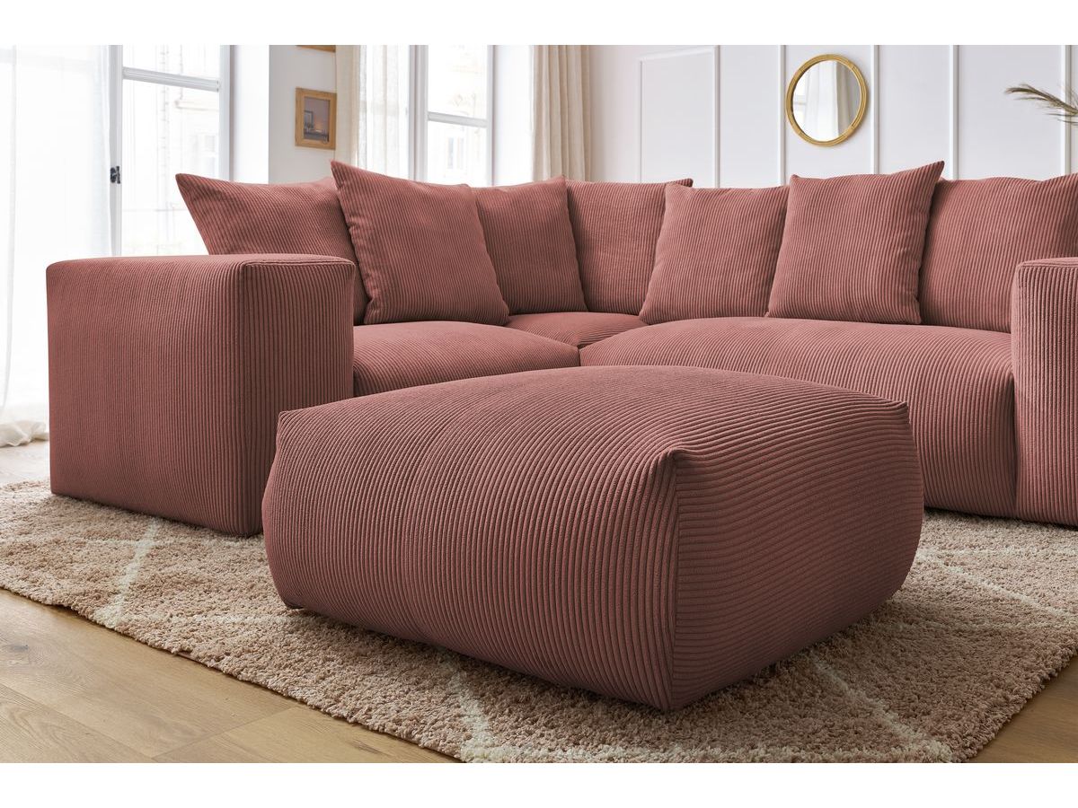 VOLTAIRE modulaire vaste hoekbank met 1 2-zits fauteuil, 1 hoekbank, 1 1-zits fauteuil en 1 poef