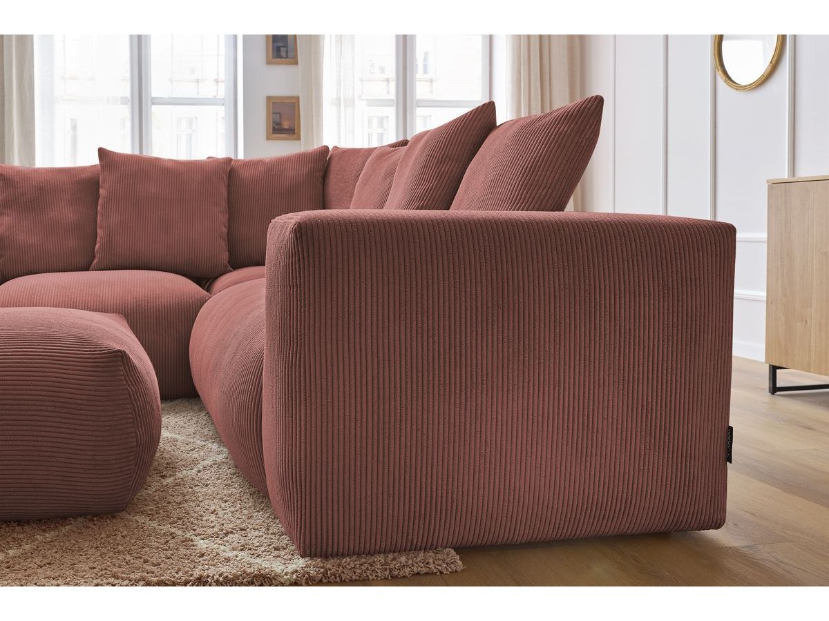 VOLTAIRE modulaire vaste hoekbank met 1 2-zits fauteuil, 1 hoekbank, 1 1-zits fauteuil en 1 poef