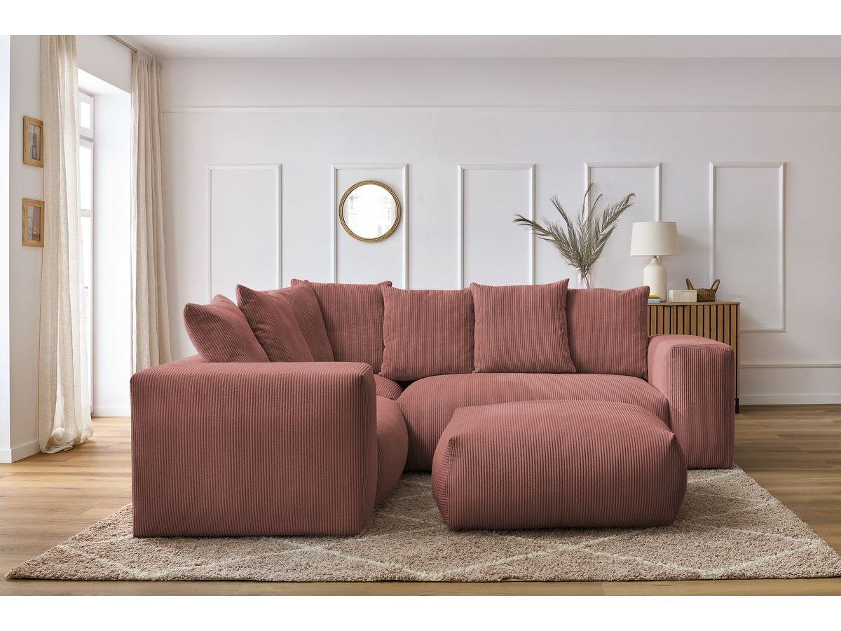 VOLTAIRE modulaire vaste hoekbank met 1 2-zits fauteuil, 1 hoekbank, 1 1-zits fauteuil en 1 poef