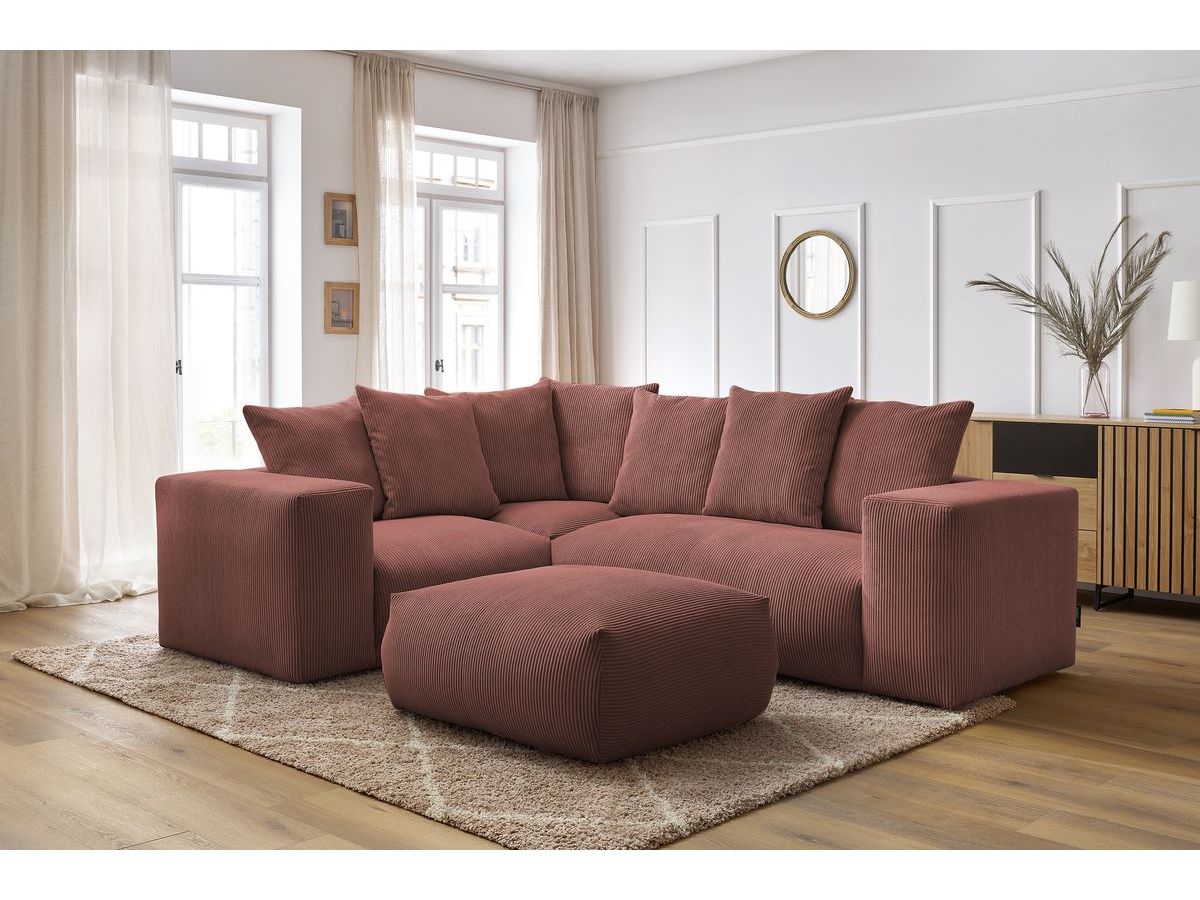VOLTAIRE modulaire vaste hoekbank met 1 2-zits fauteuil, 1 hoekbank, 1 1-zits fauteuil en 1 poef