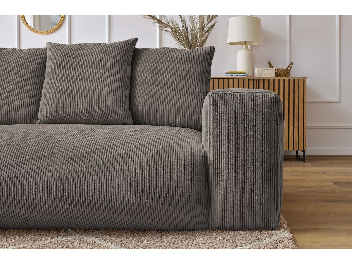 Canapé d'angle fixe modulable VOLTAIRE avec 1 chauffeuse 2 places, 1 angle, 1 chauffeuse 1 place et 1 pouf