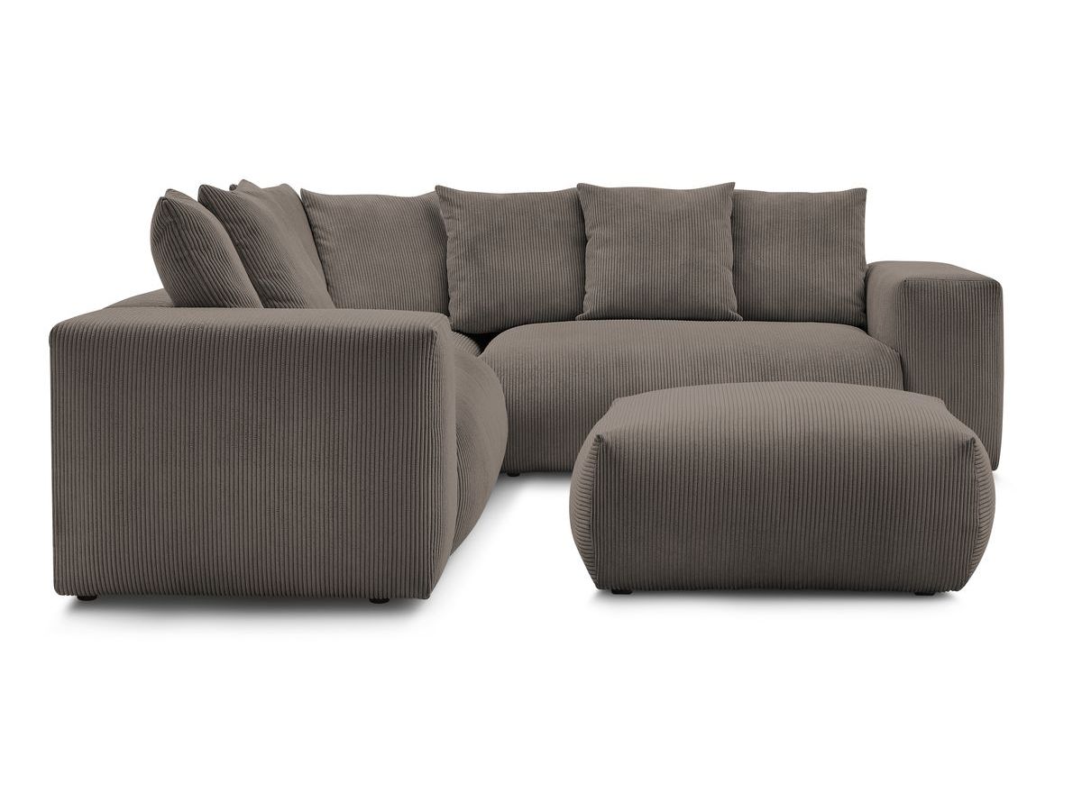 Canapé d'angle fixe modulable VOLTAIRE avec 1 chauffeuse 2 places, 1 angle, 1 chauffeuse 1 place et 1 pouf