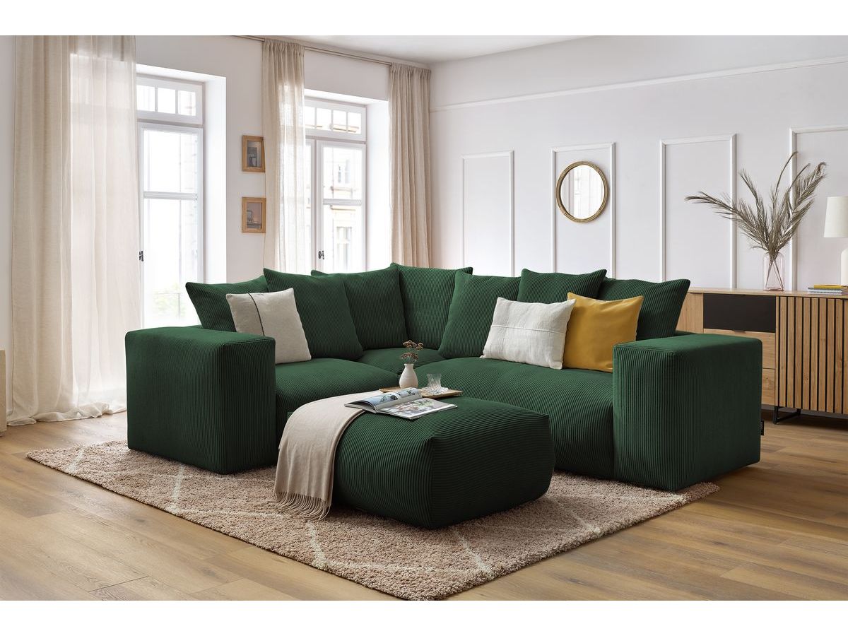 VOLTAIRE modulaire vaste hoekbank met 1 2-zits fauteuil, 1 hoekbank, 1 1-zits fauteuil en 1 poef