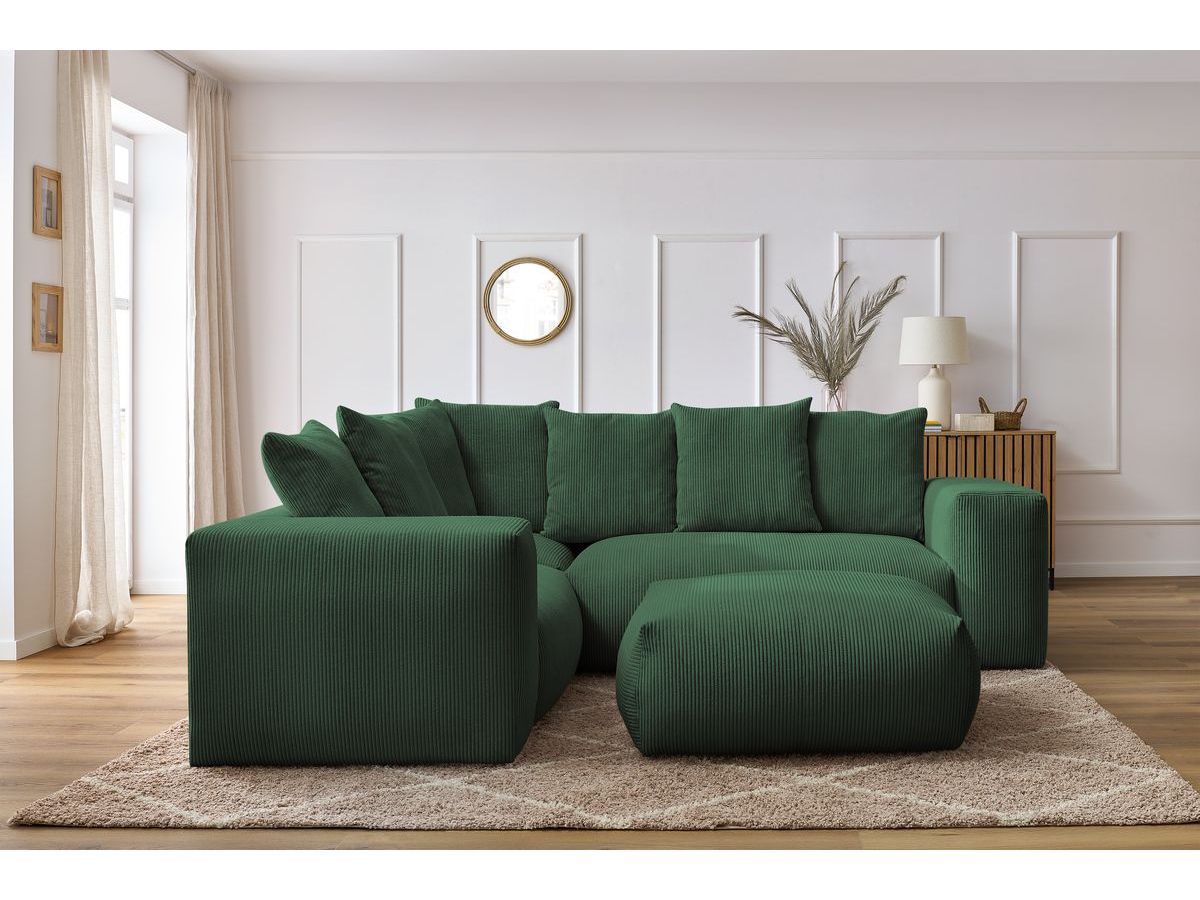 VOLTAIRE modulaire vaste hoekbank met 1 2-zits fauteuil, 1 hoekbank, 1 1-zits fauteuil en 1 poef
