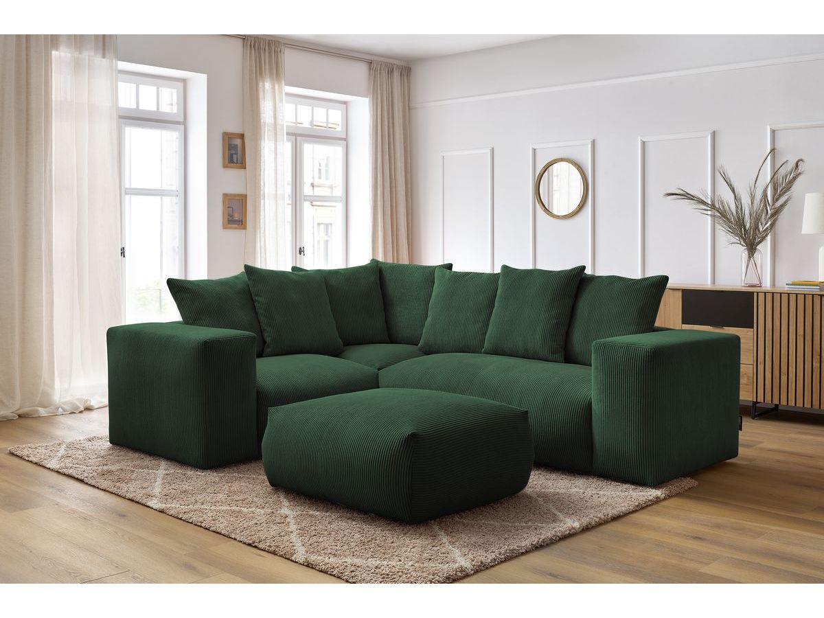 VOLTAIRE modulaire vaste hoekbank met 1 2-zits fauteuil, 1 hoekbank, 1 1-zits fauteuil en 1 poef