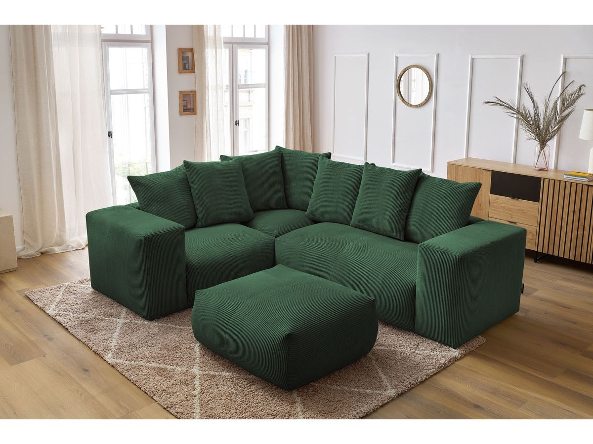 VOLTAIRE modulaire vaste hoekbank met 1 2-zits fauteuil, 1 hoekbank, 1 1-zits fauteuil en 1 poef