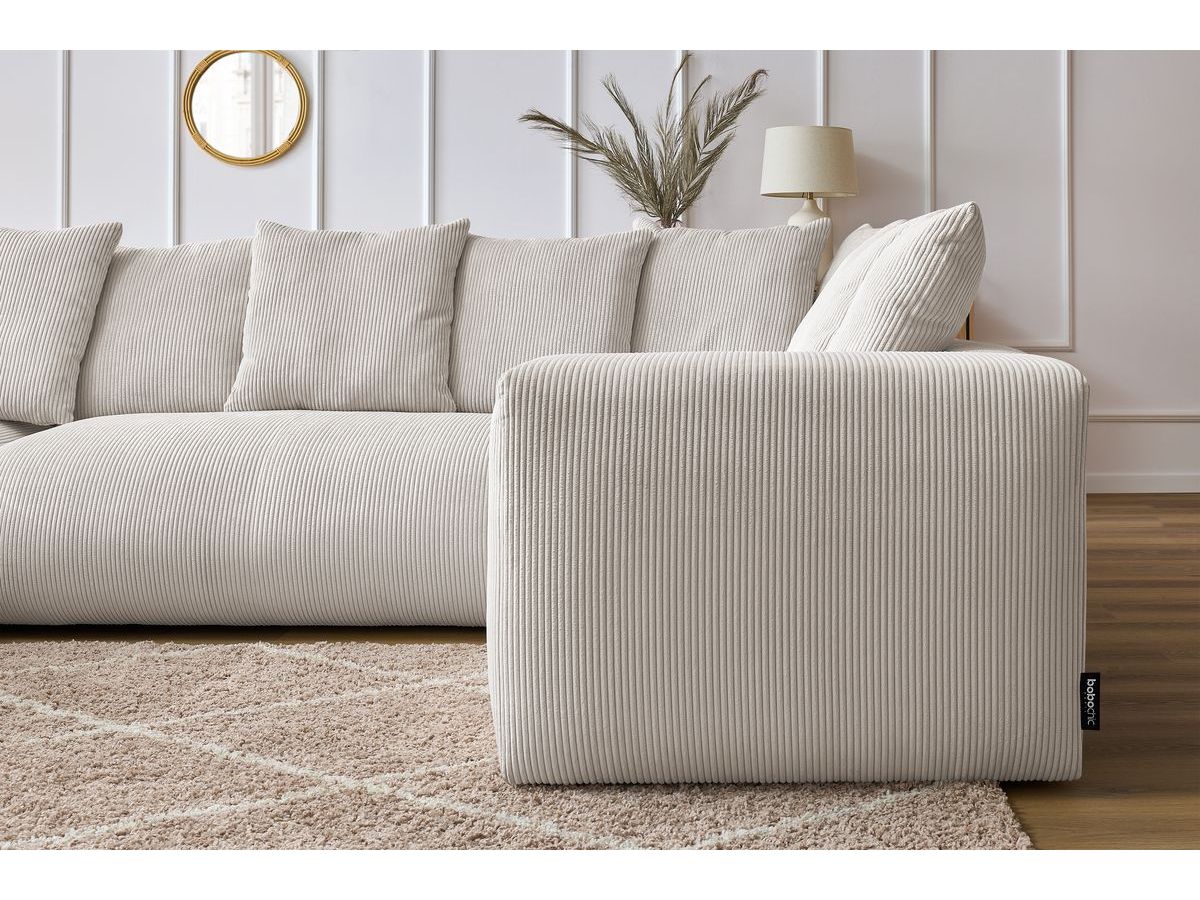 Canapé panoramique fixe modulable VOLTAIRE avec 1 méridienne, 1 angle, 2 chauffeuses et 1 pouf