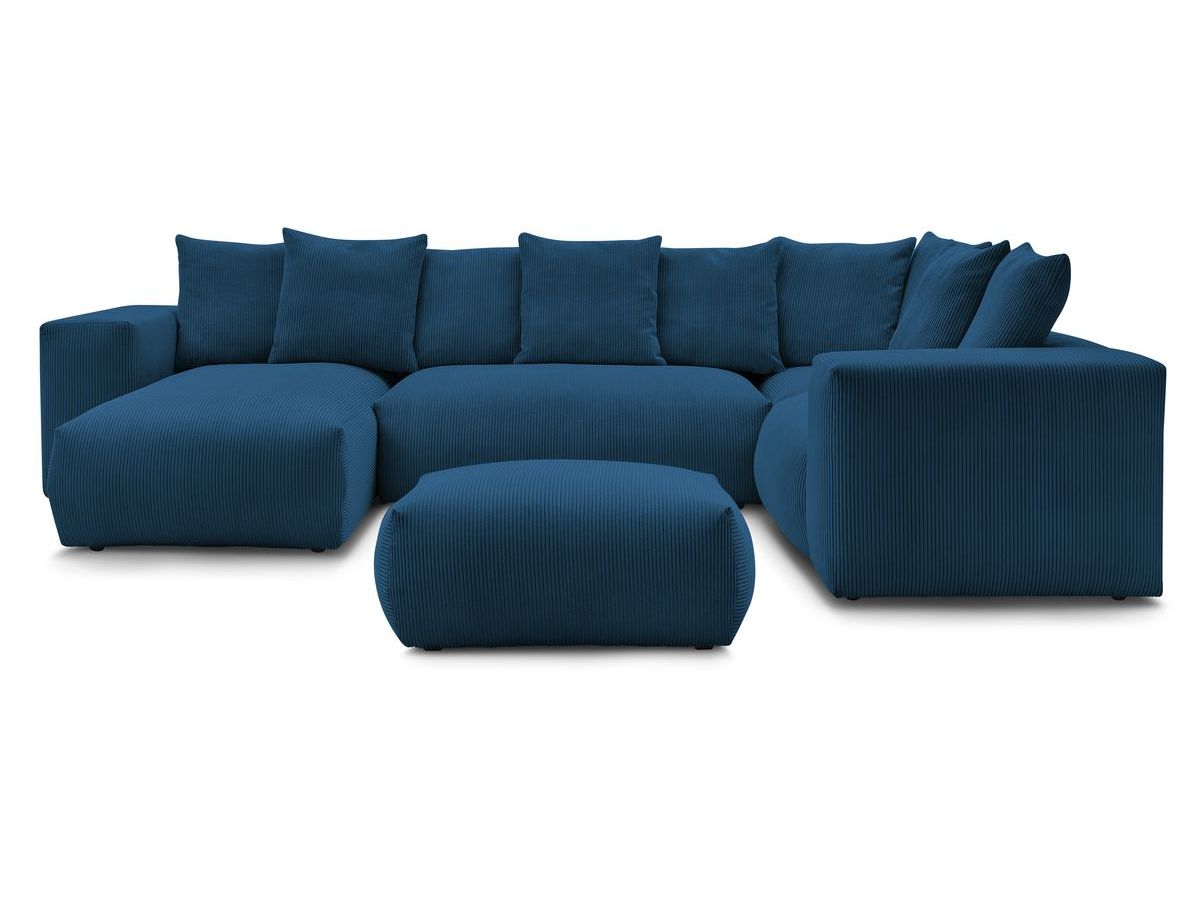 Canapé panoramique fixe modulable VOLTAIRE avec 1 méridienne, 1 angle, 2 chauffeuses et 1 pouf