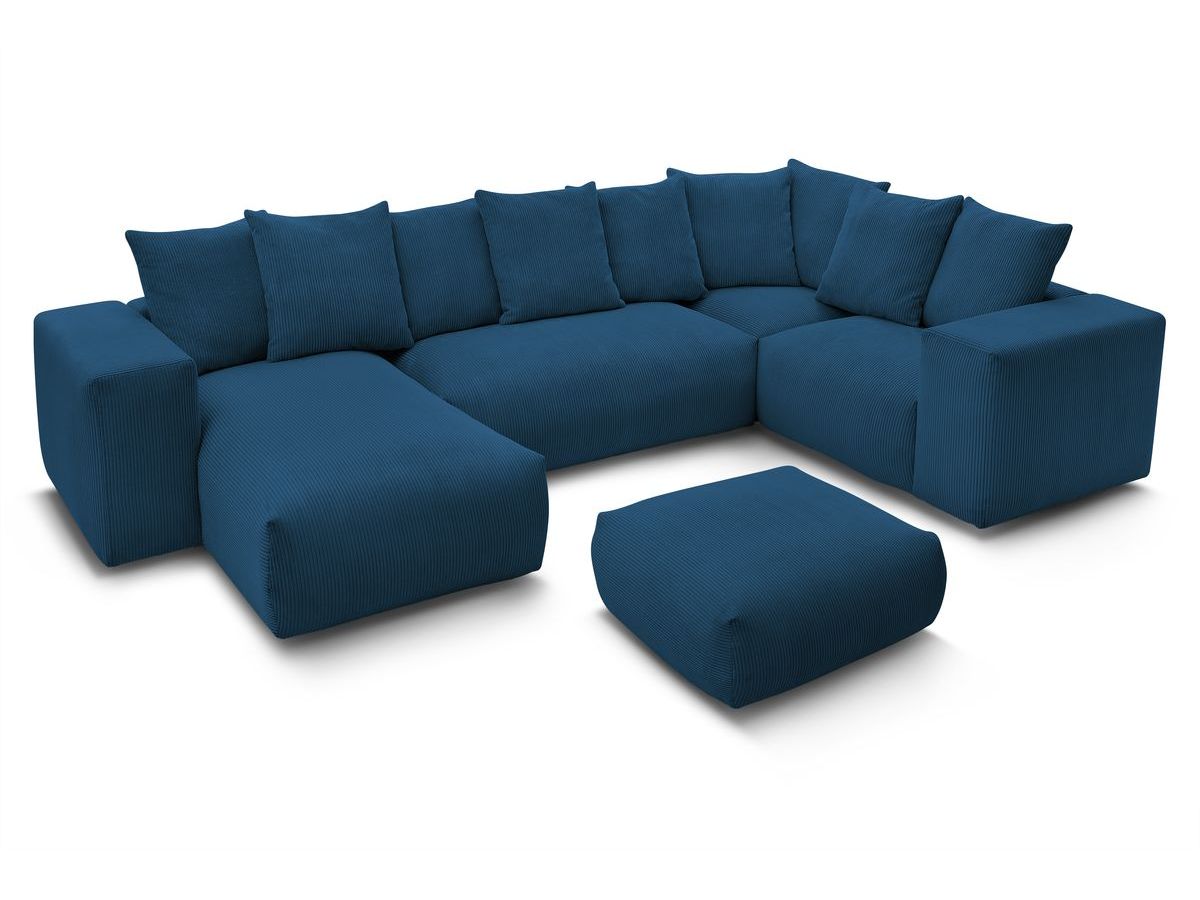 Canapé panoramique fixe modulable VOLTAIRE avec 1 méridienne, 1 angle, 2 chauffeuses et 1 pouf