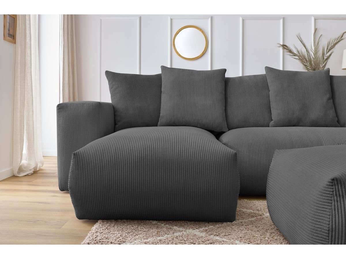VOLTAIRE modulaire vaste panoramische bank met 1 chaise longue, 1 hoek, 2 fauteuils en 1 poef