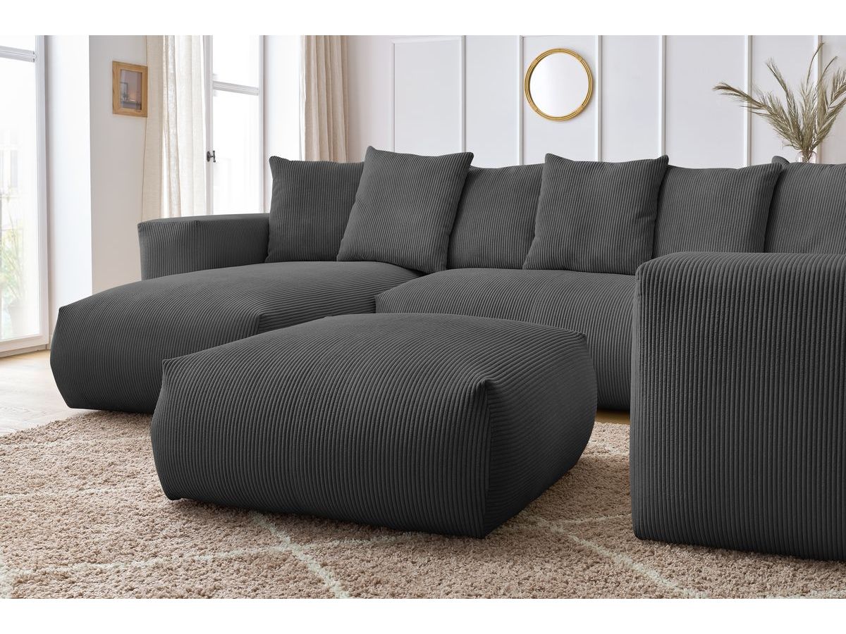 VOLTAIRE modulaire vaste panoramische bank met 1 chaise longue, 1 hoek, 2 fauteuils en 1 poef