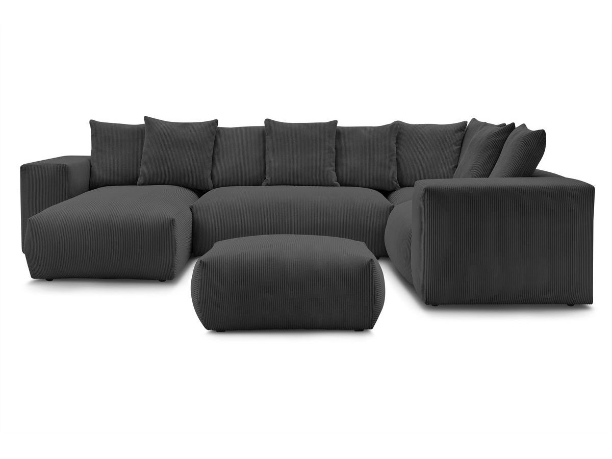 VOLTAIRE modulaire vaste panoramische bank met 1 chaise longue, 1 hoek, 2 fauteuils en 1 poef