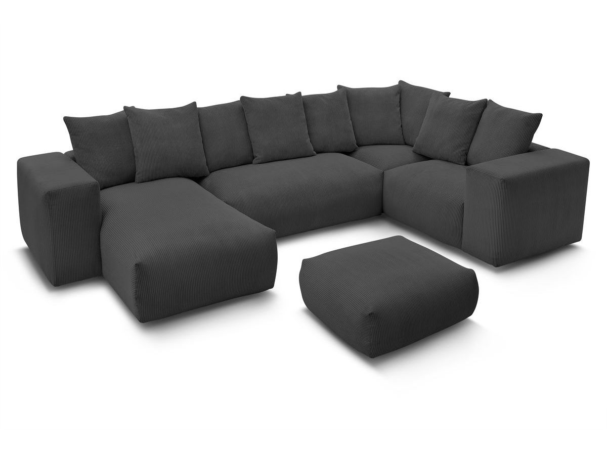 VOLTAIRE modulaire vaste panoramische bank met 1 chaise longue, 1 hoek, 2 fauteuils en 1 poef