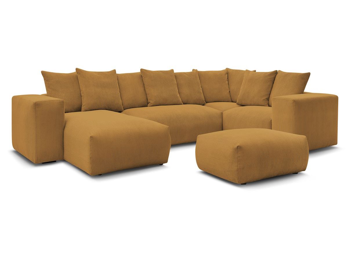 Canapé panoramique fixe modulable VOLTAIRE avec 1 méridienne, 1 angle, 2 chauffeuses et 1 pouf