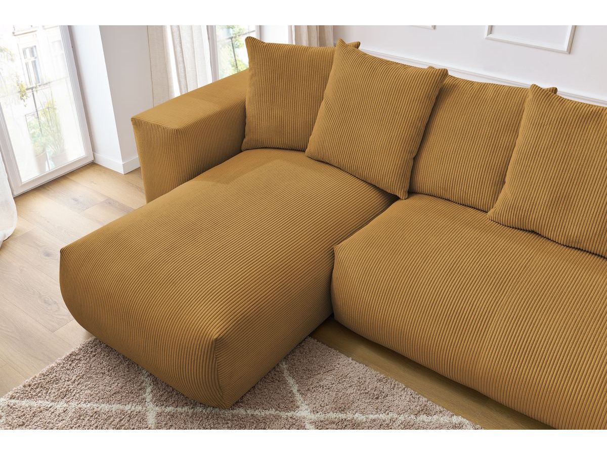 Canapé panoramique fixe modulable VOLTAIRE avec 1 méridienne, 1 angle, 2 chauffeuses et 1 pouf