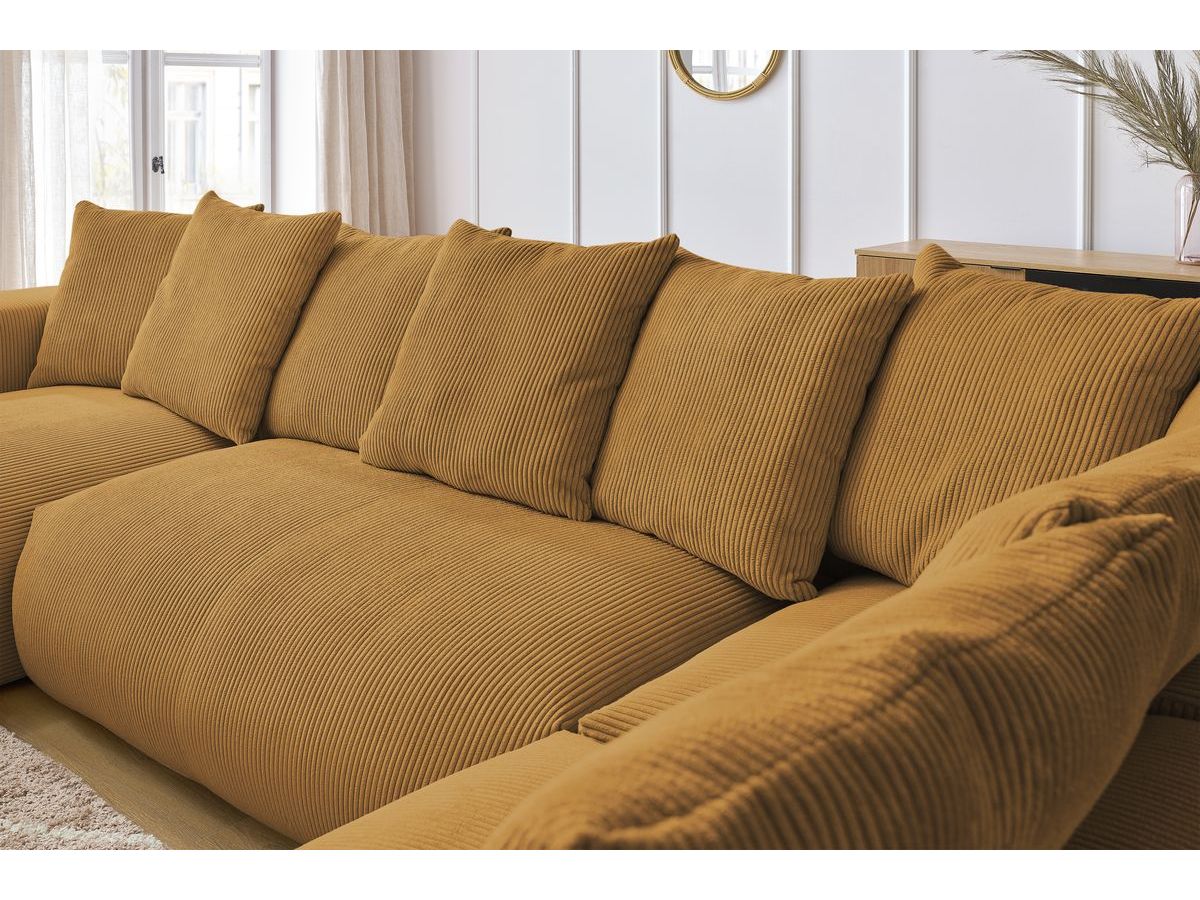 Canapé panoramique fixe modulable VOLTAIRE avec 1 méridienne, 1 angle, 2 chauffeuses et 1 pouf