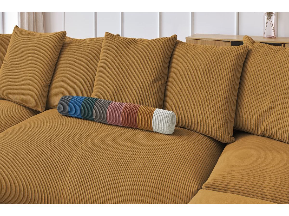 Canapé panoramique fixe modulable VOLTAIRE avec 1 méridienne, 1 angle, 2 chauffeuses et 1 pouf