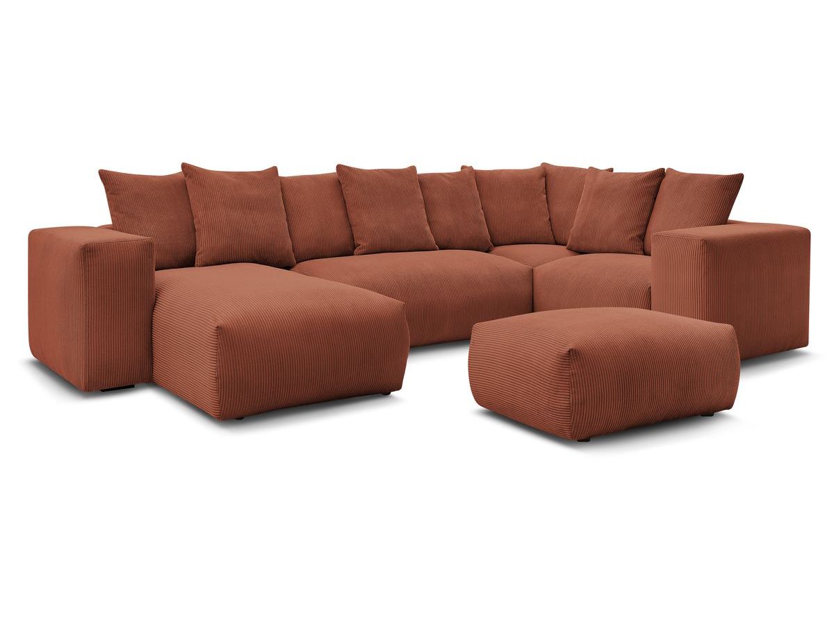 Canapé panoramique fixe modulable VOLTAIRE avec 1 méridienne, 1 angle, 2 chauffeuses et 1 pouf