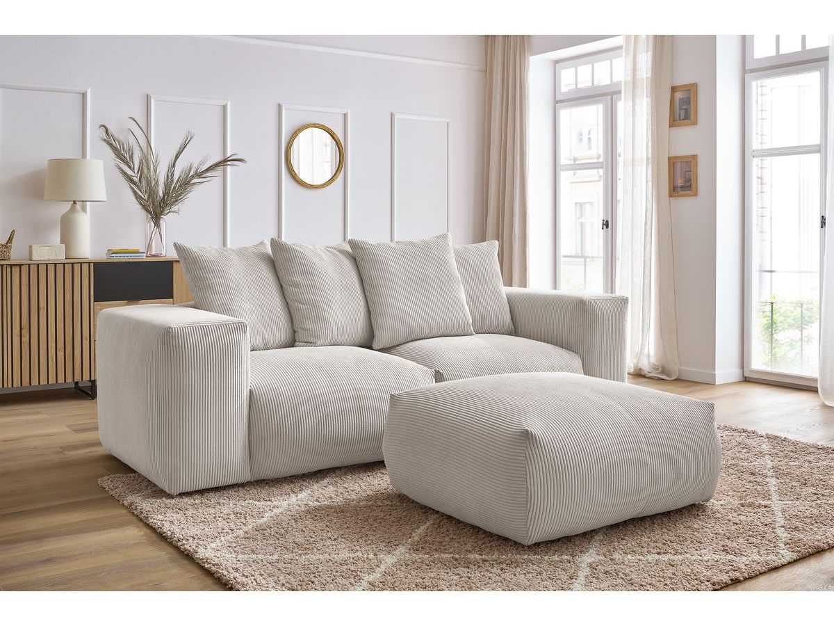 Canapé droit modulable VOLTAIRE avec pouf beige — vue 5