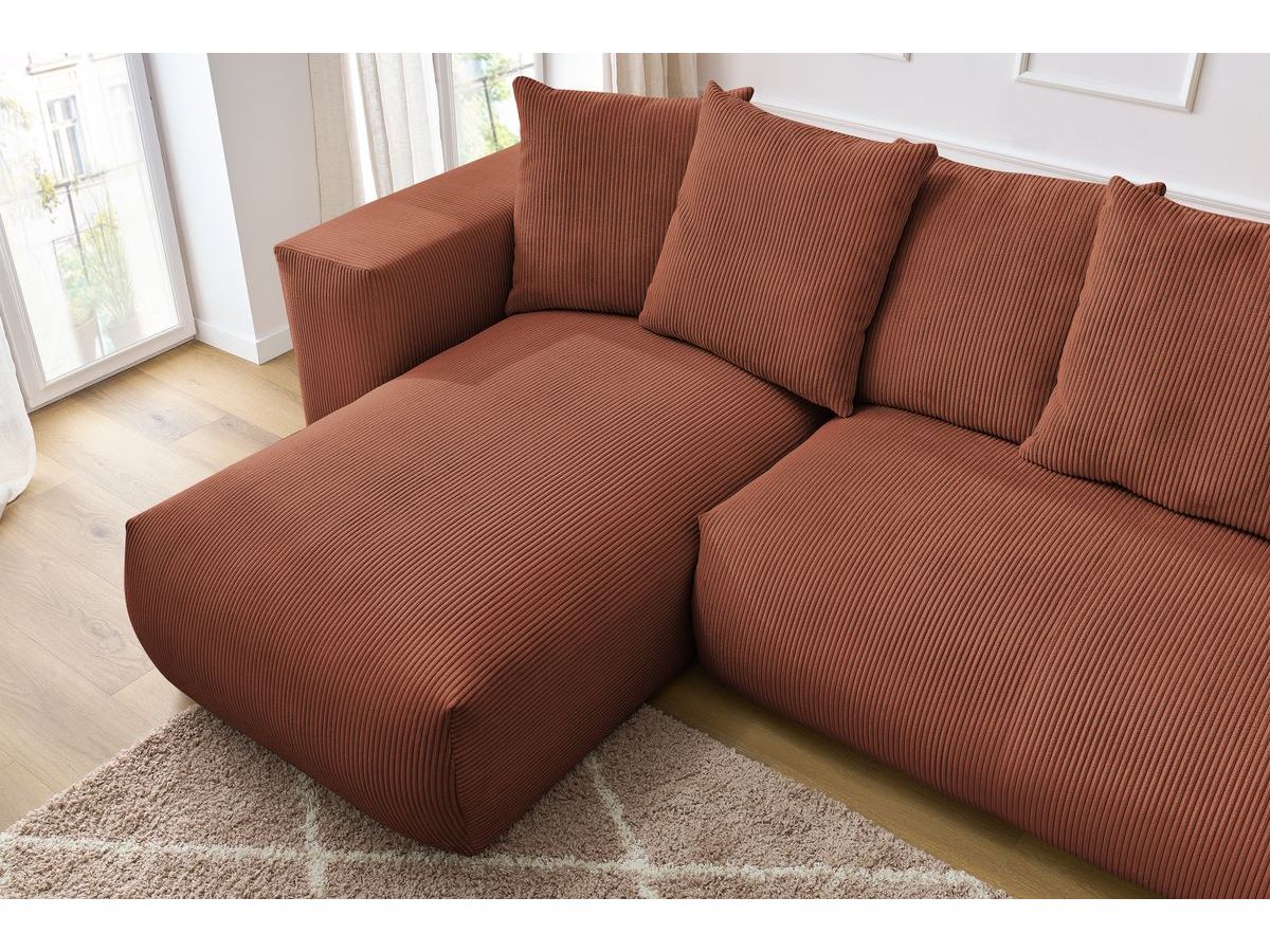 Canapé panoramique fixe modulable VOLTAIRE avec 1 méridienne, 1 angle, 2 chauffeuses et 1 pouf