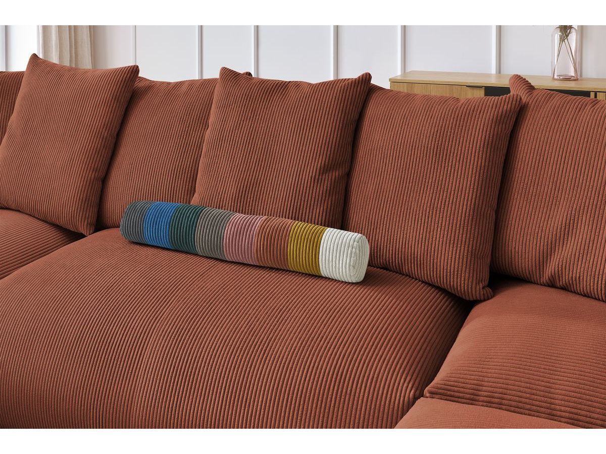 Canapé panoramique fixe modulable VOLTAIRE avec 1 méridienne, 1 angle, 2 chauffeuses et 1 pouf