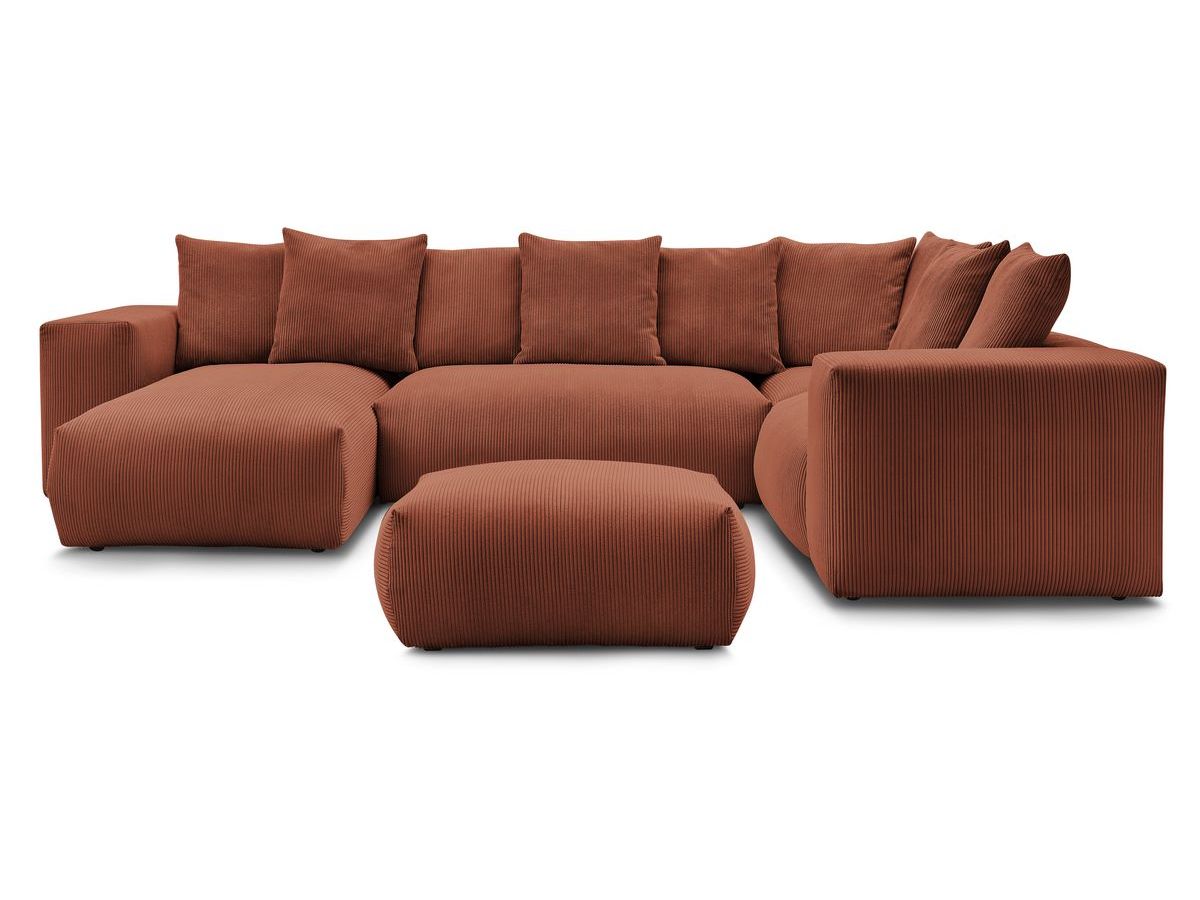 Canapé panoramique fixe modulable VOLTAIRE avec 1 méridienne, 1 angle, 2 chauffeuses et 1 pouf
