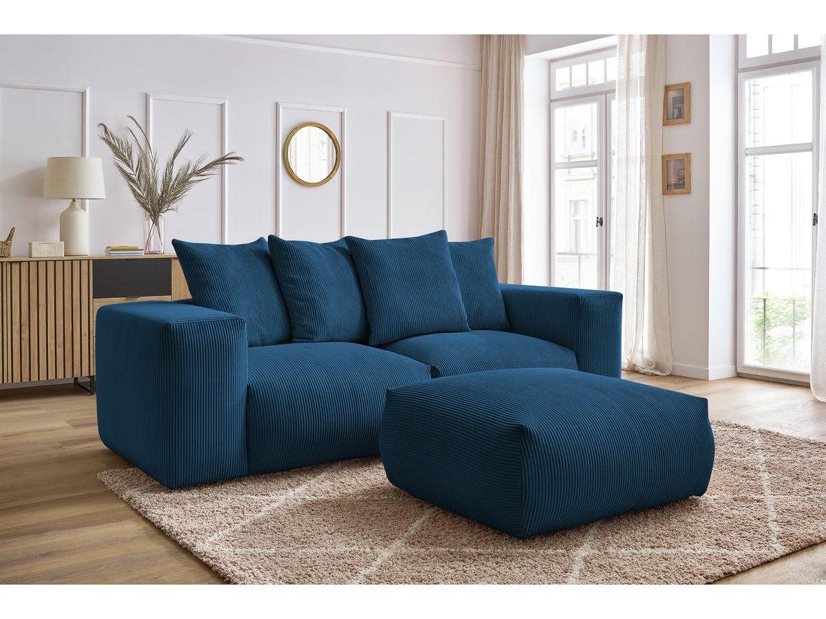 Canapé droit modulable VOLTAIRE avec pouf bleu foncé — vue 5
