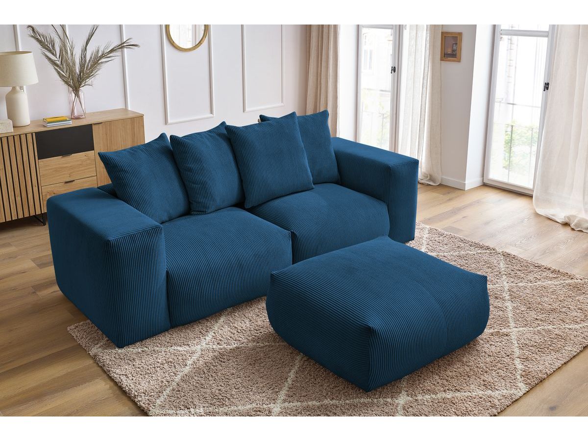 Canapé droit fixe modulable VOLTAIRE avec pouf