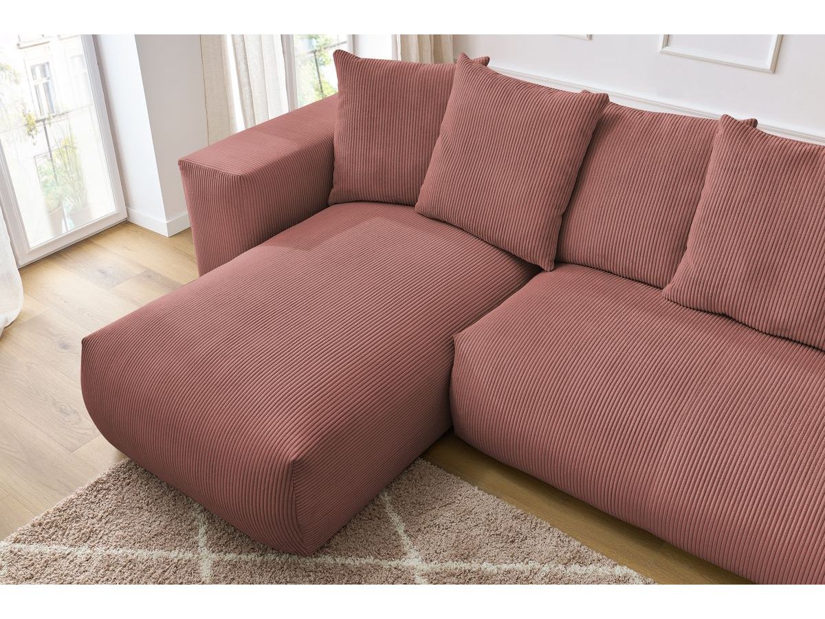 Canapé panoramique fixe modulable VOLTAIRE avec 1 méridienne, 1 angle, 2 chauffeuses et 1 pouf