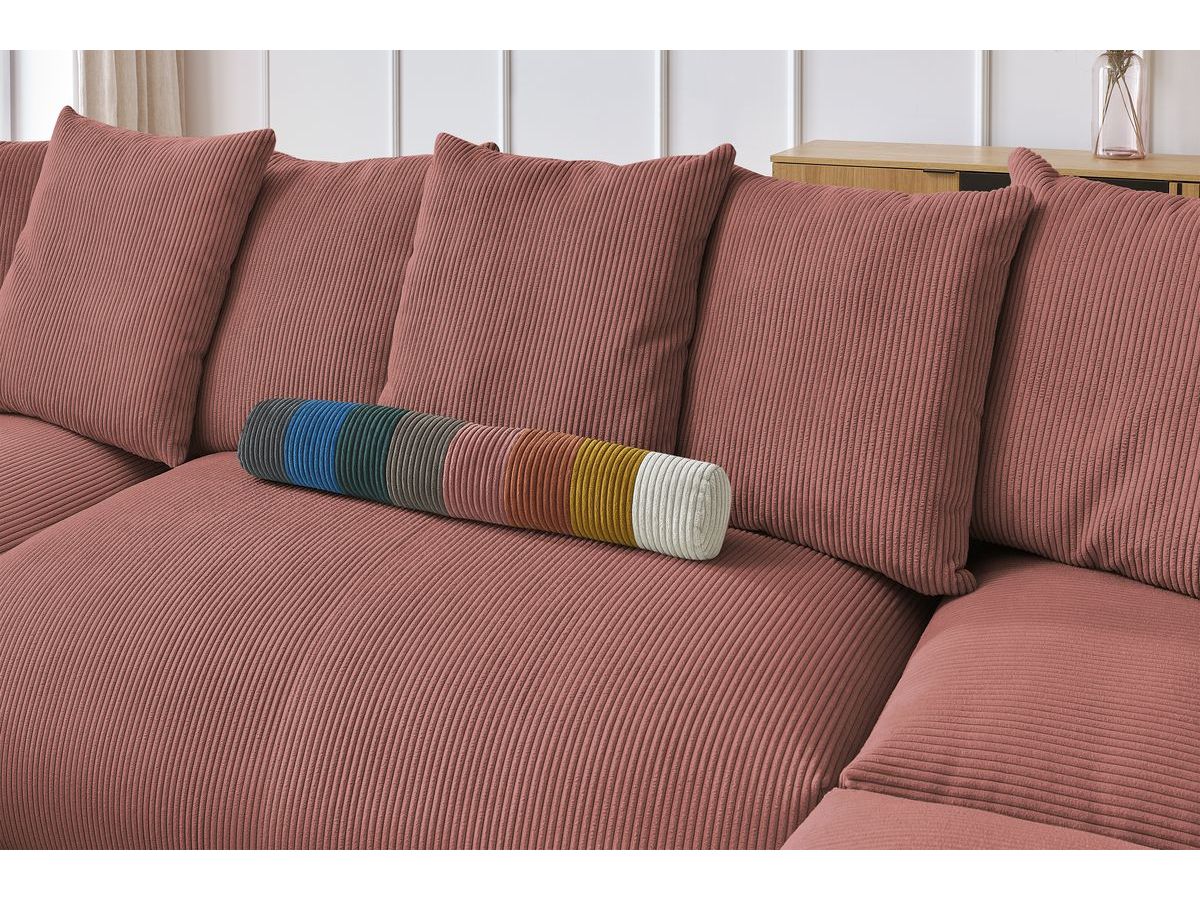 Canapé panoramique fixe modulable VOLTAIRE avec 1 méridienne, 1 angle, 2 chauffeuses et 1 pouf