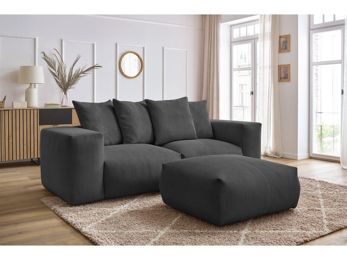 Canapé droit modulable VOLTAIRE avec pouf gris foncé — vue 5